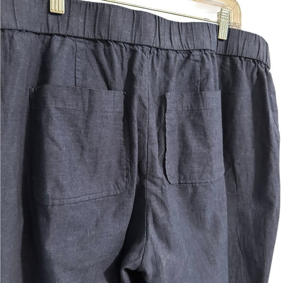 Liz Claiborne Vintage Linen Blend Relaxed Lagenlook Classic Navy Blue Pants PXL - Picture 8 of 12